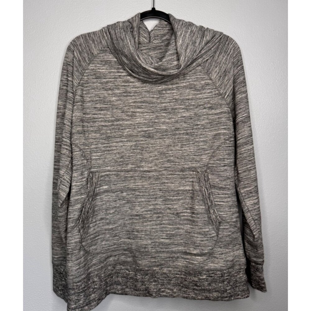 L.L. Bean Womens XL Gray Pullover Cozy Top Casual Kangaroo Pocket Cowl Neck